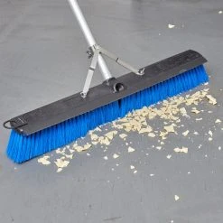 Carlisle 3621962414 Sweep Complete 24" Push Broom With Blue Unflagged Bristles And 60" Handle With Squeegee