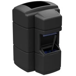 Commercial Zone 758901 Islander Waste 'N Wipe 40 Gallon Black Rectangular Open Top Waste Container With Paper Towel Dispenser, Squeegee, And Windshield Wash Station