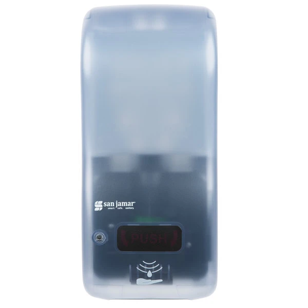 San Jamar SH900TBL Rely Arctic Blue Hybrid Touchless Soap, Sanitizer, And Lotion Dispenser - 5 1/2" X 4" X 12" 4 San Jamar SH900TBL Rely Arctic Blue Hybrid Touchless Soap, Sanitizer, And Lotion Dispenser - 5 1/2" X 4" X 12" - Image 2