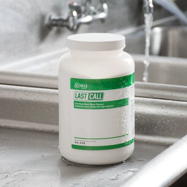 Noble Chemical 4 Lb. / 64 Oz. Last Call Low Suds Powdered Bar Glass Cleaner - 2/Case 3 Noble Chemical 4 Lb. / 64 Oz. Last Call Low Suds Powdered Bar Glass Cleaner - 2/Case