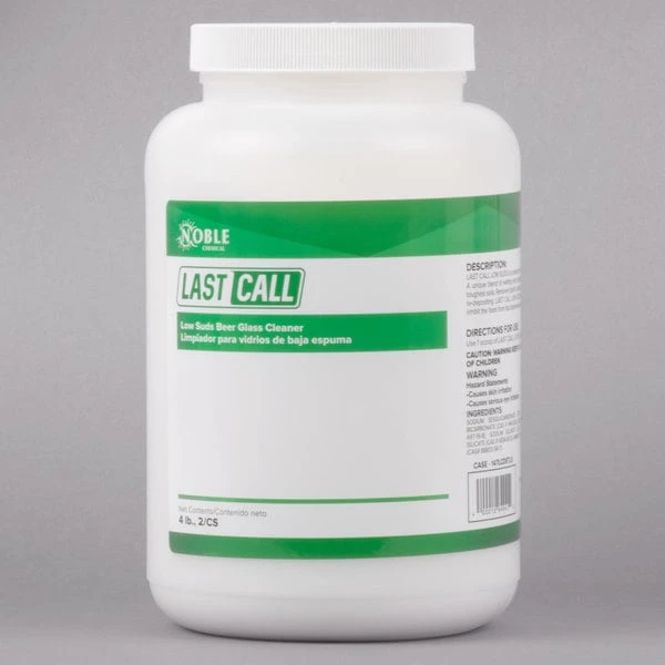 Noble Chemical 4 Lb. / 64 Oz. Last Call Low Suds Powdered Bar Glass Cleaner 4 Noble Chemical 4 Lb. / 64 Oz. Last Call Low Suds Powdered Bar Glass Cleaner - Image 2