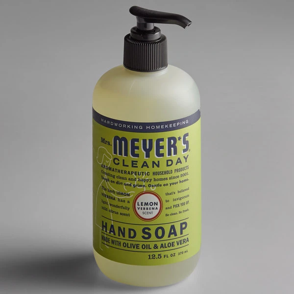 Mrs. Meyer's® Mrs. Meyer's Clean Day 651321 12.5 Oz. Lemon Verbena Scented Hand Soap With Pump - 6/Case 4 Mrs. Meyer's® Mrs. Meyer's Clean Day 651321 12.5 Oz. Lemon Verbena Scented Hand Soap With Pump - 6/Case - Image 2