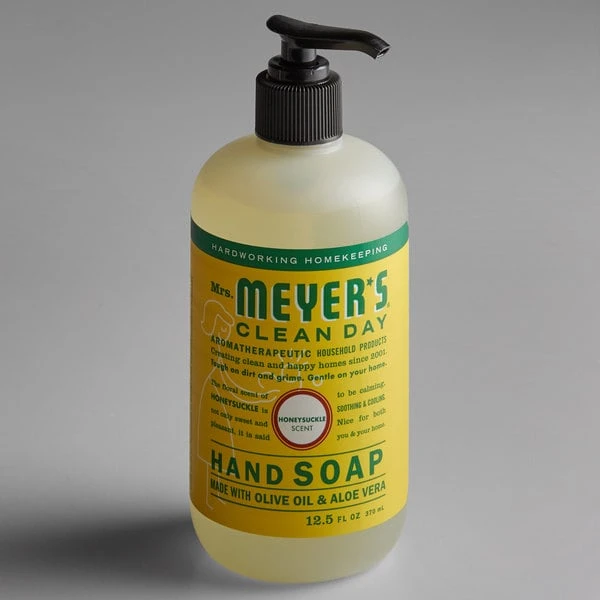 Mrs. Meyer's® Mrs. Meyer's Clean Day 651378 12.5 Oz. Honeysuckle Scented Hand Soap With Pump - 6/Case 4 Mrs. Meyer's® Mrs. Meyer's Clean Day 651378 12.5 Oz. Honeysuckle Scented Hand Soap With Pump - 6/Case - Image 2