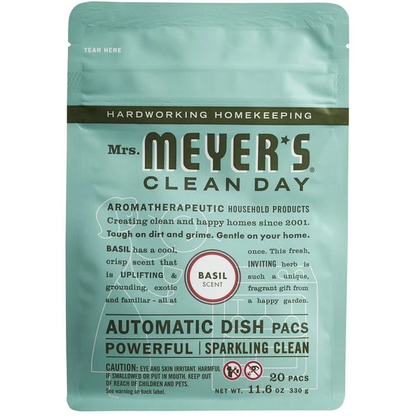 Mrs. Meyer's® Mrs. Meyer's Clean Day 306686 20-Count Basil Dishwasher Pac - 6/Case 3 Mrs. Meyer's® Mrs. Meyer's Clean Day 306686 20-Count Basil Dishwasher Pac - 6/Case