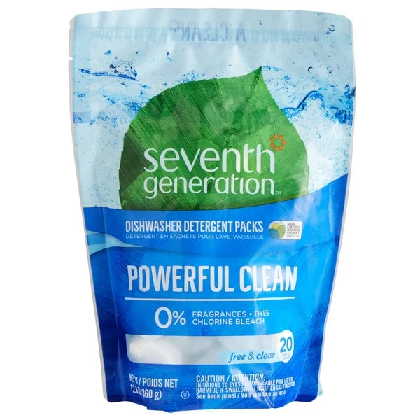 Seventh Generation 22818 Free & Clear 20-Count Dishwasher Detergent Packs 3 Seventh Generation 22818 Free & Clear 20-Count Dishwasher Detergent Packs