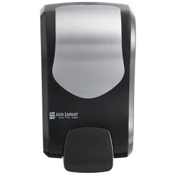 San Jamar SF970BKSS Summit Rely Black Manual Foam Hand Soap And Sanitizer Dispenser - 5 3/16" X 4" X 8 7/8" -Unger Sales 2123230