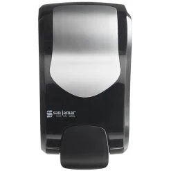 San Jamar S970BKSS Summit Rely Black Manual Hand Soap, Sanitizer, And Lotion Dispenser - 5 3/16" X 4" X 8 7/8" -Unger Sales 2124484