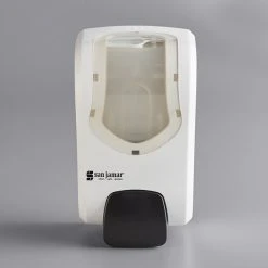 San Jamar SF970WHCL Summit Rely White Manual Foam Hand Soap And Sanitizer Dispenser - 5 3/16" X 4" X 8 7/8" -Unger Sales 2127392