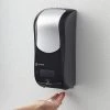 San Jamar SHF970BKSS Summit Rely Black Hybrid Automatic Foam Hand Soap And Sanitizer Dispenser - 5 1/2" X 4" X 12"