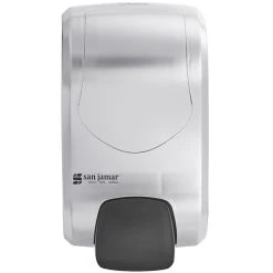 San Jamar S970SS Summit Rely Silver Manual Hand Soap, Sanitizer, And Lotion Dispenser - 5 3/16" X 4" X 8 7/8" -Unger Sales 2152912