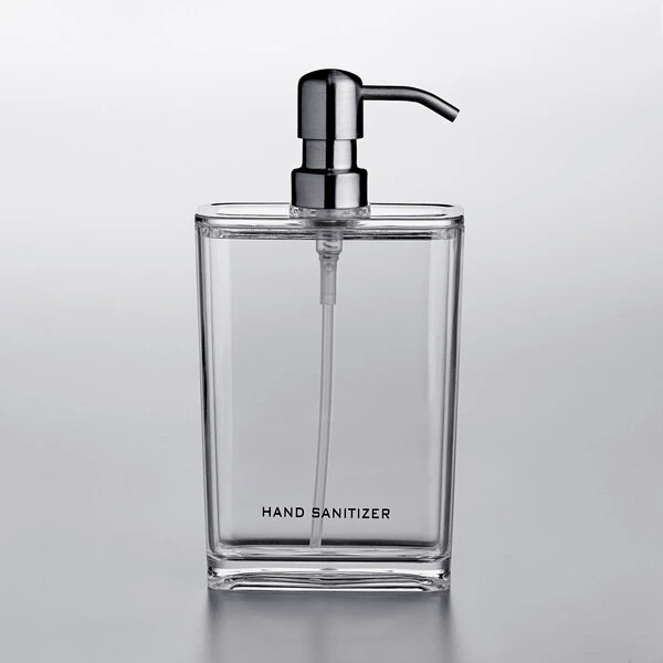 American Metalcraft DPRC17 17 Oz. Clear Plastic Rectangular Refillable Hand Sanitizer Dispenser With Silkscreen And Stainless Steel Pump 5 American Metalcraft DPRC17 17 Oz. Clear Plastic Rectangular Refillable Hand Sanitizer Dispenser With Silkscreen And Stainless Steel Pump - Image 3