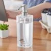 American Metalcraft DPS17 17 Oz. Clear Plastic Square Refillable Hand Sanitizer Dispenser With Silkscreen And Stainless Steel Pump 1 American Metalcraft DPS17 17 Oz. Clear Plastic Square Refillable Hand Sanitizer Dispenser With Silkscreen And Stainless Steel Pump -Unger Sales 2171162