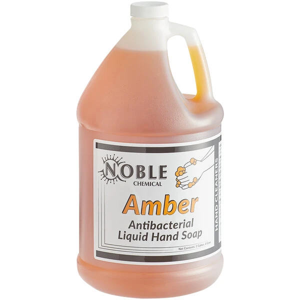 Noble Chemical 1 Gallon / 128 Oz. Amber Liquid Antibacterial Hand Soap - 4/Case 4 Noble Chemical 1 Gallon / 128 Oz. Amber Liquid Antibacterial Hand Soap - 4/Case - Image 2