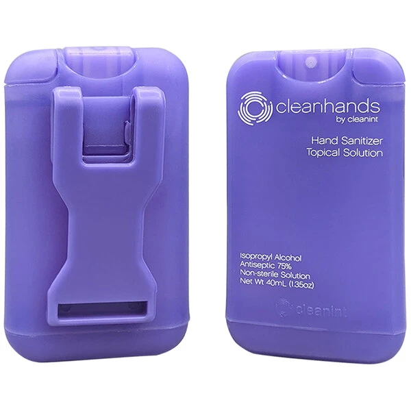 Cleanint, LLC Cleanint Cleanhands CH02RET-PUR Purple Clip-On Hand Sanitizer Dispenser - 2/Pack 3 Cleanint, LLC Cleanint Cleanhands CH02RET-PUR Purple Clip-On Hand Sanitizer Dispenser - 2/Pack