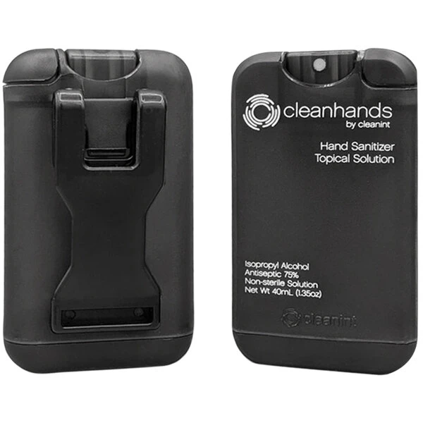 Cleanint, LLC Cleanint Cleanhands CH02RET-BLK Black Clip-On Hand Sanitizer Dispenser - 2/Pack 3 Cleanint, LLC Cleanint Cleanhands CH02RET-BLK Black Clip-On Hand Sanitizer Dispenser - 2/Pack