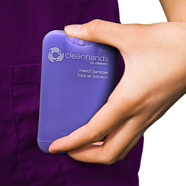 Cleanint, LLC Cleanint Cleanhands CH02RET-PUR Purple Clip-On Hand Sanitizer Dispenser - 2/Pack 4 Cleanint, LLC Cleanint Cleanhands CH02RET-PUR Purple Clip-On Hand Sanitizer Dispenser - 2/Pack - Image 2