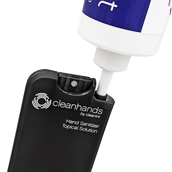 Cleanint, LLC Cleanint Cleanhands CH02RET-BLK Black Clip-On Hand Sanitizer Dispenser - 2/Pack 4 Cleanint, LLC Cleanint Cleanhands CH02RET-BLK Black Clip-On Hand Sanitizer Dispenser - 2/Pack - Image 2
