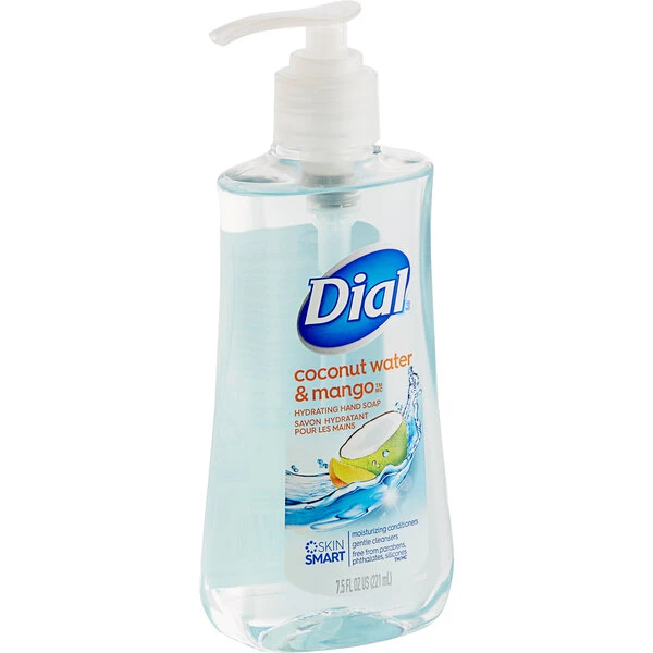 Dial® Dial DIA12159 7.5 Oz. Coconut Water Mango Hydrating Liquid Hand Soap - 12/Case 4 Dial® Dial DIA12159 7.5 Oz. Coconut Water Mango Hydrating Liquid Hand Soap - 12/Case - Image 2