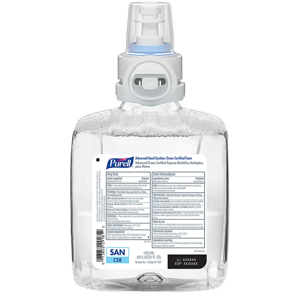 Purell® 7851-02 Clear CS8 1200 ML Green Certified Advanced Foam Hand Sanitizer - 2/Case 3 Purell® 7851-02 Clear CS8 1200 ML Green Certified Advanced Foam Hand Sanitizer - 2/Case