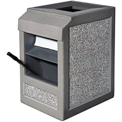 Wausau Tile Inc Wausau Tile TF1241 Auto Attendant 22 Gallon Concrete Square Trash Receptacle With Single Windshield Washing Station