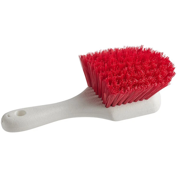 Lavex Janitorial 8" Red Polyester Floating Utility / Pot Scrub Brush 3 Lavex Janitorial 8" Red Polyester Floating Utility / Pot Scrub Brush