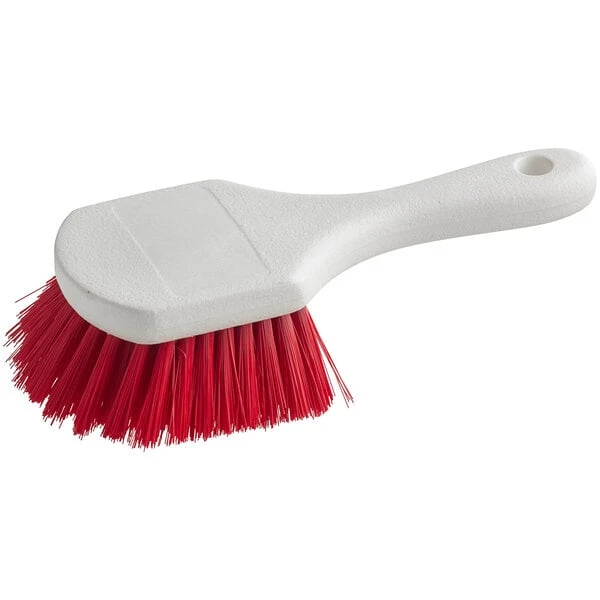 Lavex Janitorial 8" Red Polyester Floating Utility / Pot Scrub Brush 4 Lavex Janitorial 8" Red Polyester Floating Utility / Pot Scrub Brush - Image 2