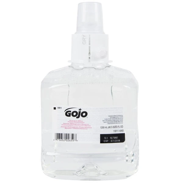 GOJO® 1911-02 LTX Clear & Mild 1200 ML Fragrance Free Foaming Hand Soap 4 GOJO® 1911-02 LTX Clear & Mild 1200 ML Fragrance Free Foaming Hand Soap - Image 2