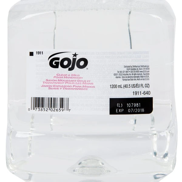GOJO® 1911-02 LTX Clear & Mild 1200 ML Fragrance Free Foaming Hand Soap 8 GOJO® 1911-02 LTX Clear & Mild 1200 ML Fragrance Free Foaming Hand Soap - Image 6