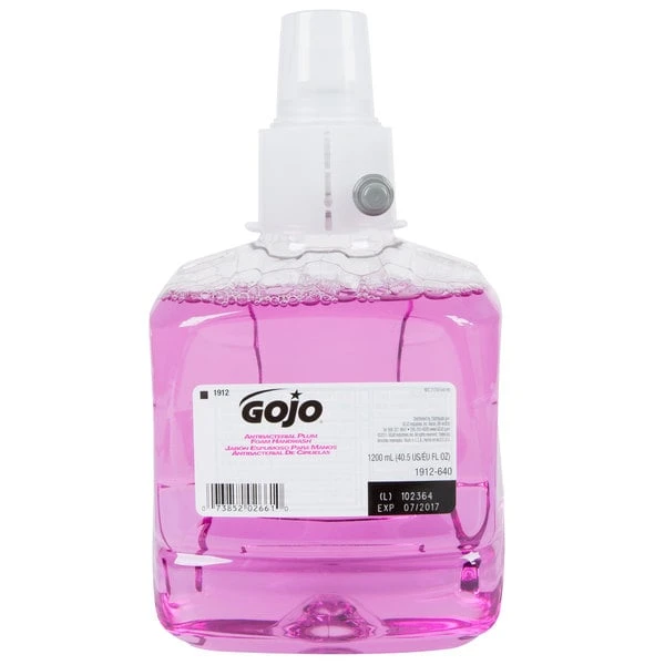 GOJO® 1912-02 LTX Plum 1200 ML Foaming Antibacterial Hand Soap - 2/Case 3 GOJO® 1912-02 LTX Plum 1200 ML Foaming Antibacterial Hand Soap - 2/Case