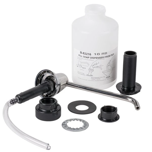 Bobrick B-82216 Deck Mounted 20 Oz. Liquid Soap Dispenser 4 Bobrick B-82216 Deck Mounted 20 Oz. Liquid Soap Dispenser - Image 2