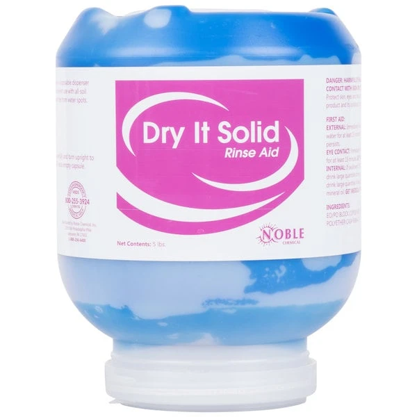 Noble Chemical 5 Lb. / 80 Oz. Dry It Solid Rinse Aid 4 Noble Chemical 5 Lb. / 80 Oz. Dry It Solid Rinse Aid - Image 2