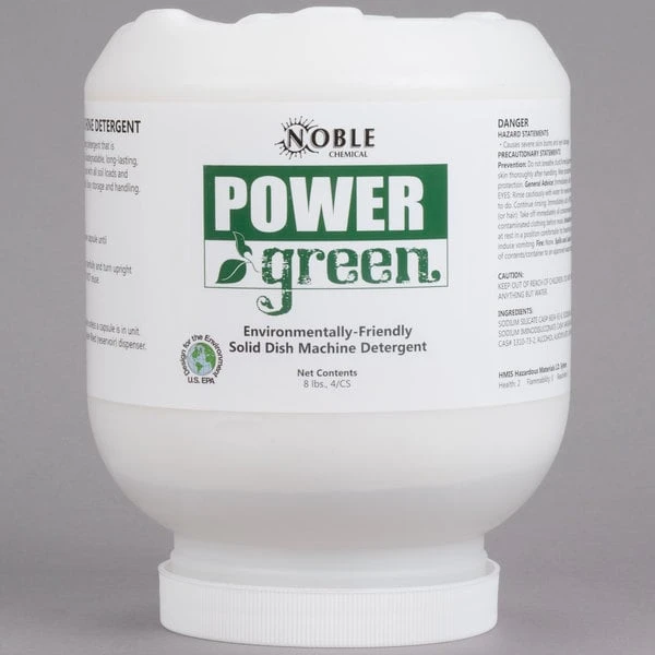 Noble Chemical 8 Lb. / 128 Oz. Power Green Environmentally Friendly Solid Dish Machine Detergent - 4/Case 4 Noble Chemical 8 Lb. / 128 Oz. Power Green Environmentally Friendly Solid Dish Machine Detergent - 4/Case - Image 2